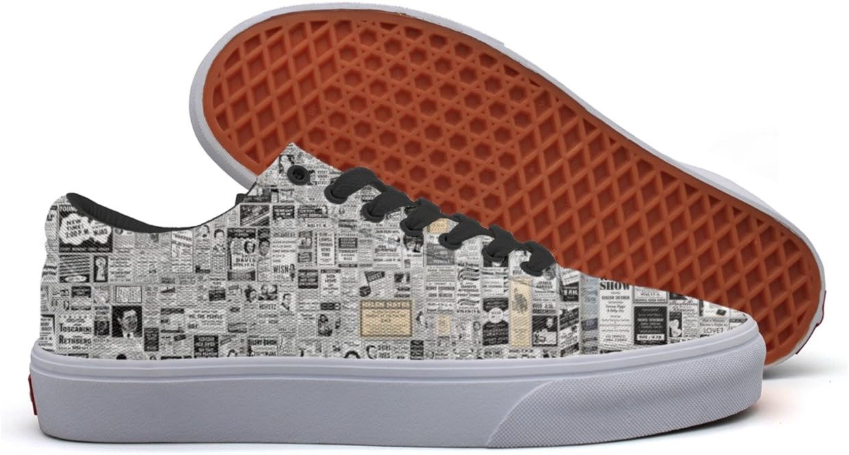 Newspaper Print Women‘s Casual Shoes Skateboard Classic Fashion Trainers