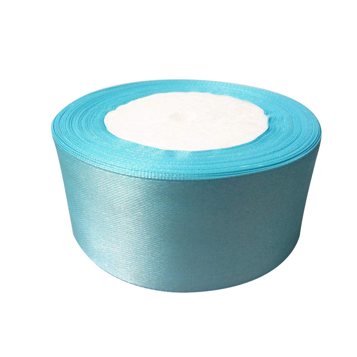 Trimming Shop 40mm Double Sided Satin Ribbon 25 Metres Roll - 100% Polyester Craft Ribbon for Gift Wrapping, Bow Making, Sewing, Wedding Decoration, Hair Accessories & DIY Crafts, Sky Blue