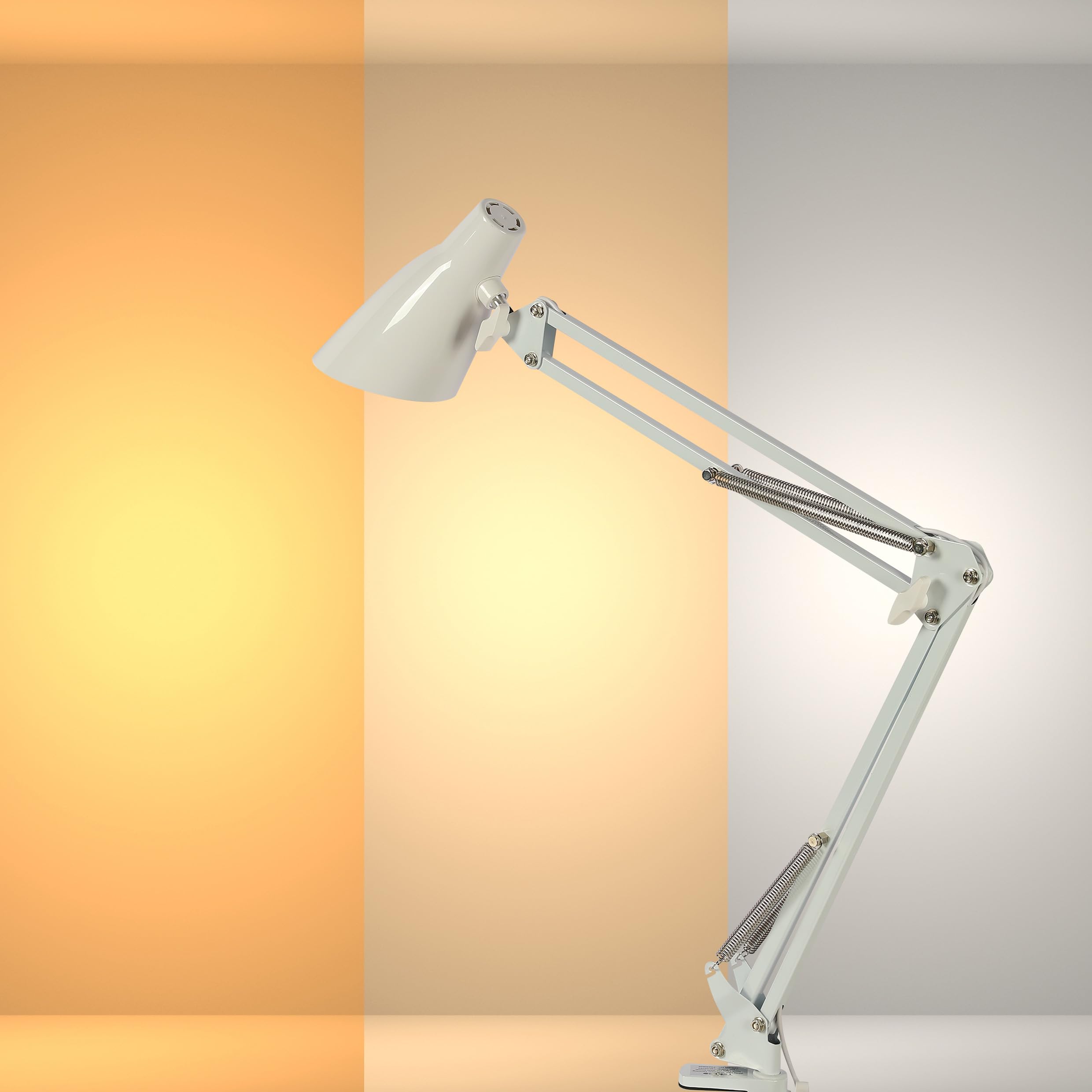 TEKLED Adjustable Swing Arm LED Desk Lamp - 3 CCT Stepless Dimmable, 7W 350LM - Eye Protection Desk Lamps for Office, Bedside Reading, Students - Minimalist Design, 3 Color Levels, Home & Workspace