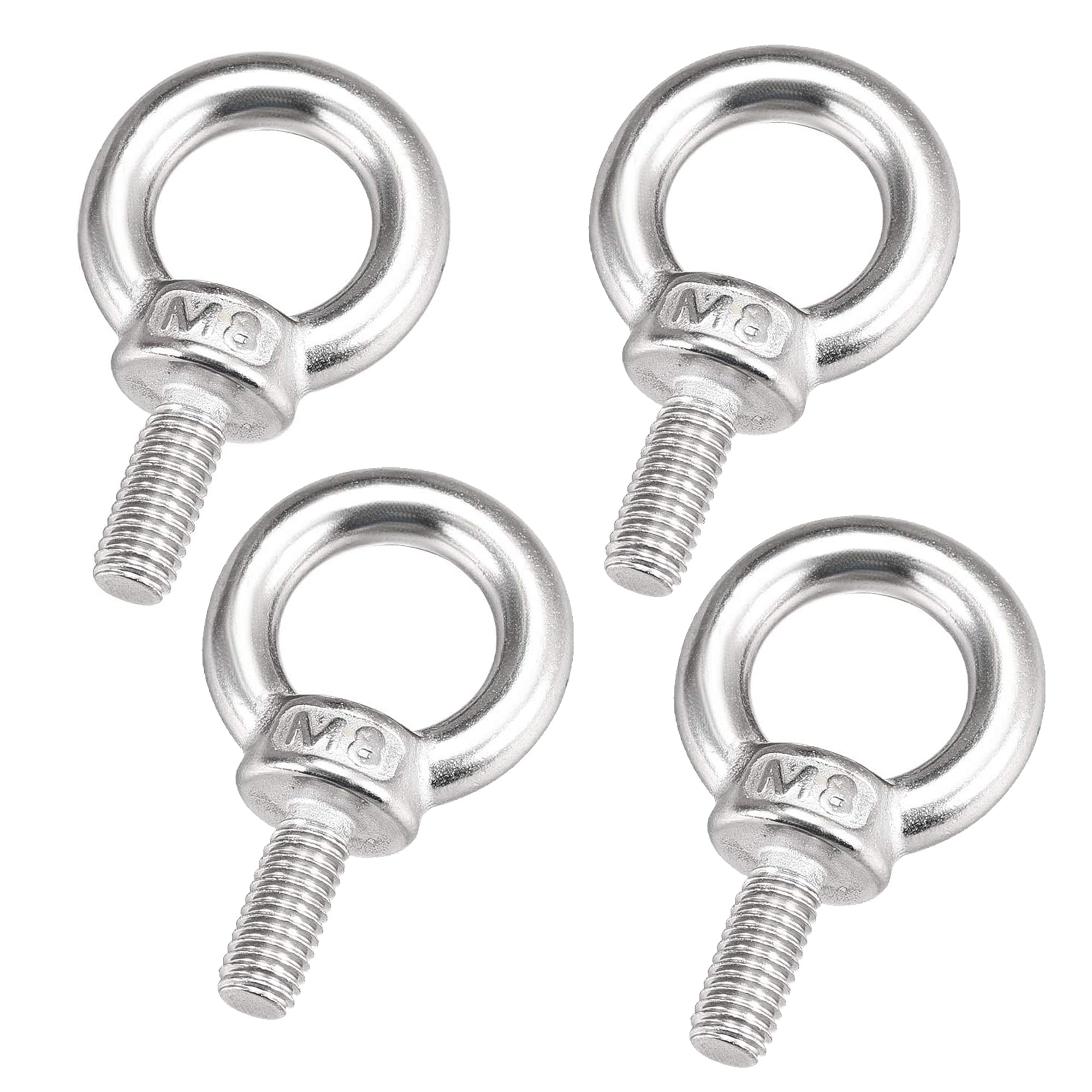 DesertBoy 4Pcs M8 Lifting Eye Bolt Ring Shape Eyebolts 304 Stainless Steel Lifting Ring Eye Bolts for Various Engineering Equipment