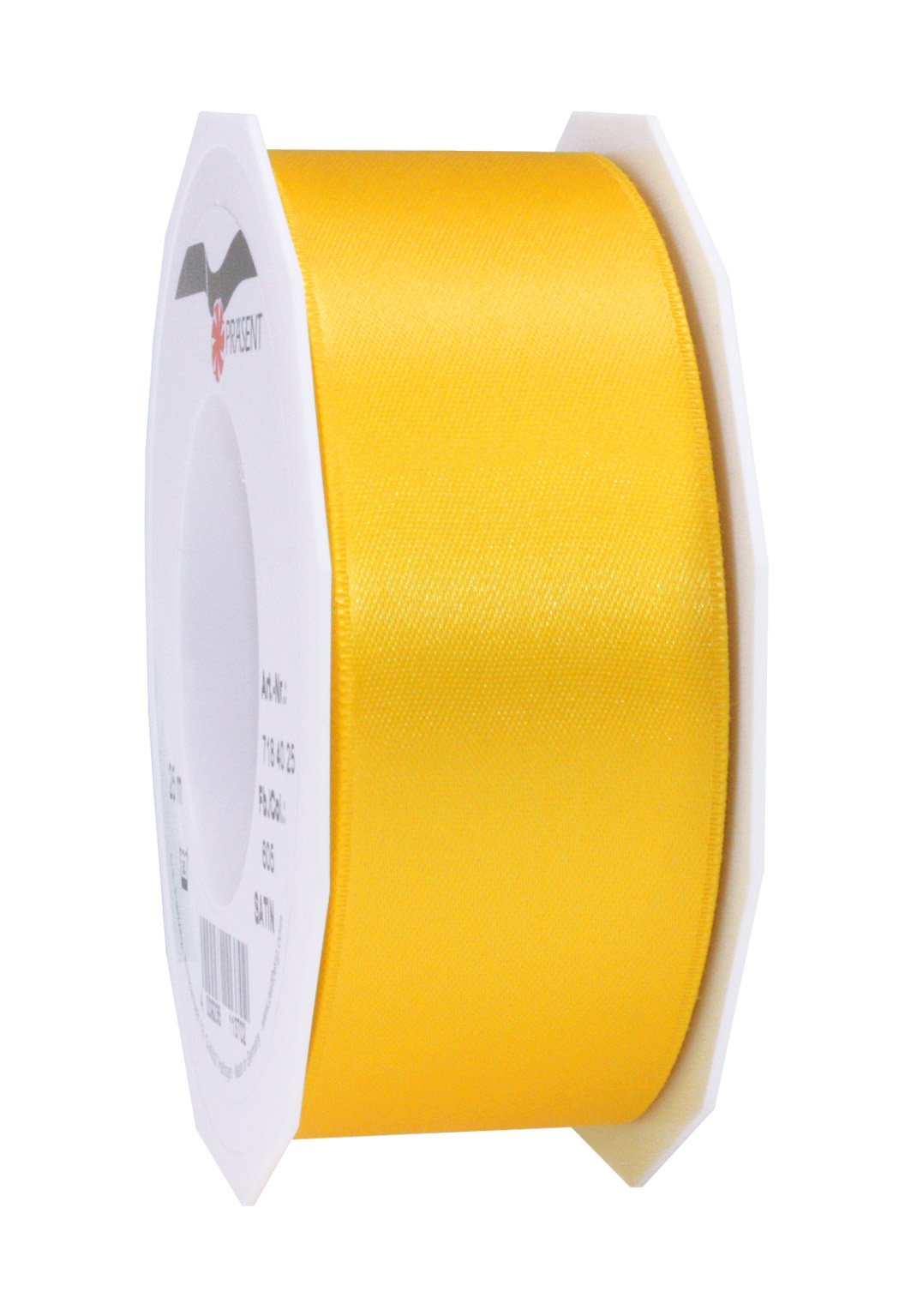 PRÄSENT - Satin Ribbon Yellow 40 mm width, 25 m length