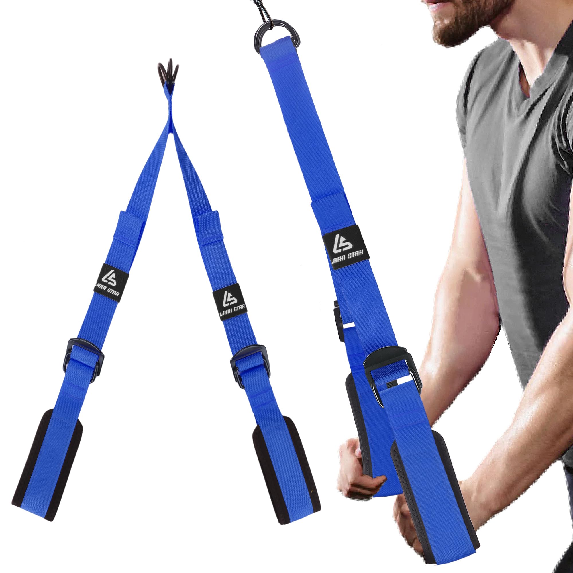LARA STAR Tricep Rope Cable Attachment (Adustable Length 12-27 Inch) Greater Range of Motion,Long Tricep Pull Down Rope Extension Straps Cable Crossover Accessories,Perfect for Gym/Home Use