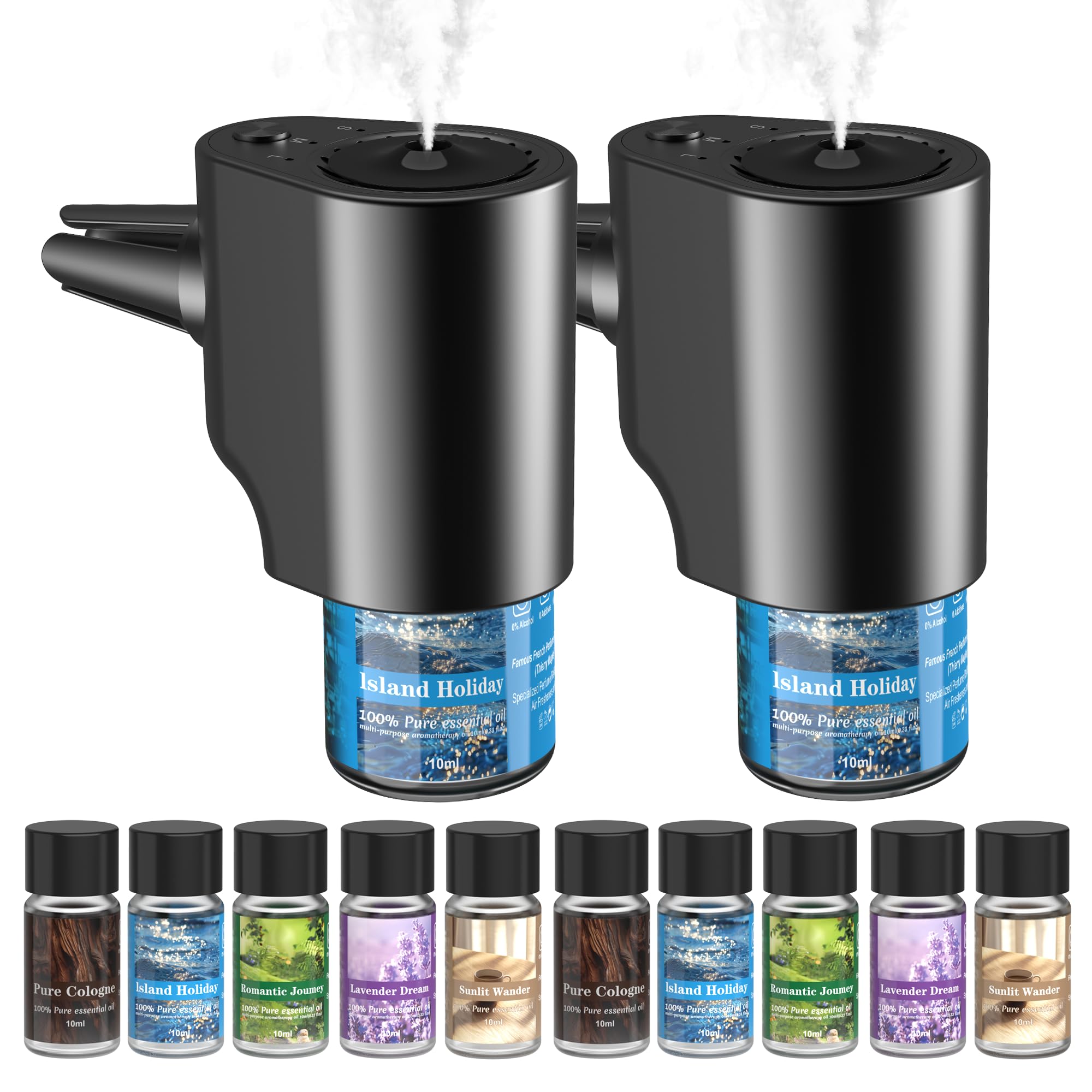 Photo 1 of Car Air Freshener, 5 Scents, 10 Refills, Smart car Air Freshener for Vent Clips, Auto On/Off, Three Spray Modes, Car Fresheners Long Lasting (2Pack)