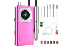 FTOYIN Electric Nail Drill Professional: Rechargeable Nail File with Bits for Acrylic Gel Nails, Professional Nail Drill Manicure Pedicure Polishing Shape Tools for Home Salon