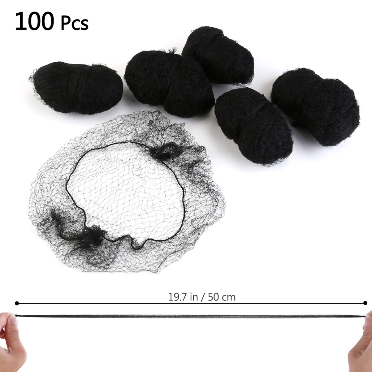 FRCOLOR 100pcs Reusable Hair Nets for Buns 50CM Invisible Elastic Edge Mesh Wig Nets for Women Girls Bun Updos Catering - Image 5