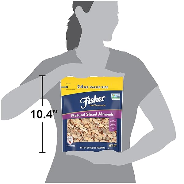 FISHER CHEF’S NATURALS UNSALTED SLICED ALMONDS 24OZ RESEALABLE BAG, RAW NUTS PERFECT FOR COOKING, BAKING & SNACKING, HEALTHY SNACKS FOR ADULTS, VEGAN PROTEIN, KETO SNACK, GLUTEN FREE