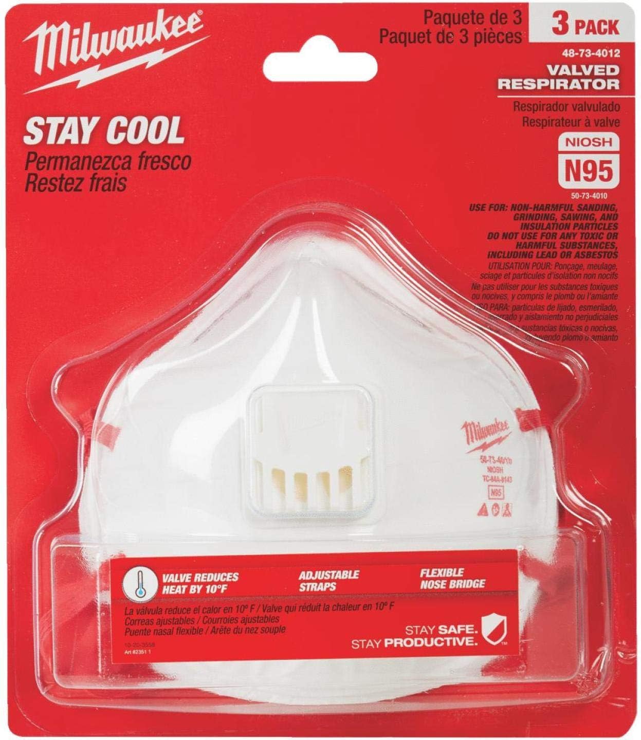 Milwaukee Valved Saftey Respirator (3 Pack)