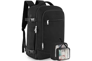 FALARK INC Carry on Travel Backpack for Women Men, Flight Approved 40L Personal Item Backpack with 2 Packing Cubes, Anti-theft Travel Bag Bookbag for Weekender, College, Black