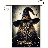 BlissYard Double Sided Vertical Flag - 12x18 Halloween Cat Garden Flag for Outside, Fall Holiday Outdoor Decorative Flag
