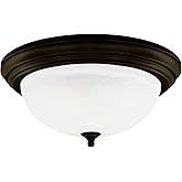 Westinghouse 64292 15-Inch Three-Light Flush Mount Fixture, Oil Rubbed Bronze with Frosted White Alabaster Globe