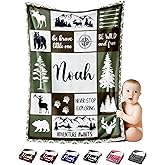 ENQU Personalized Baby Blankets with Name, Ships Next Day, Custom Baby Blanket with Letter Words, Soft Cozy Woodland Blankets, Gifts for Boys & Girls Kids Teen, Printed in USA