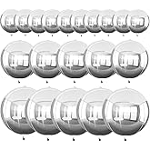 TONIFUL 16Pcs Large Silver 4D Giant Round Foil Balloon 4D Mirror Metallic Mylar Sephere Balloons for Christmas New Year Birthday Party Graduation Wedding Baby Shower Decoration Supplies(Mix Sizes)