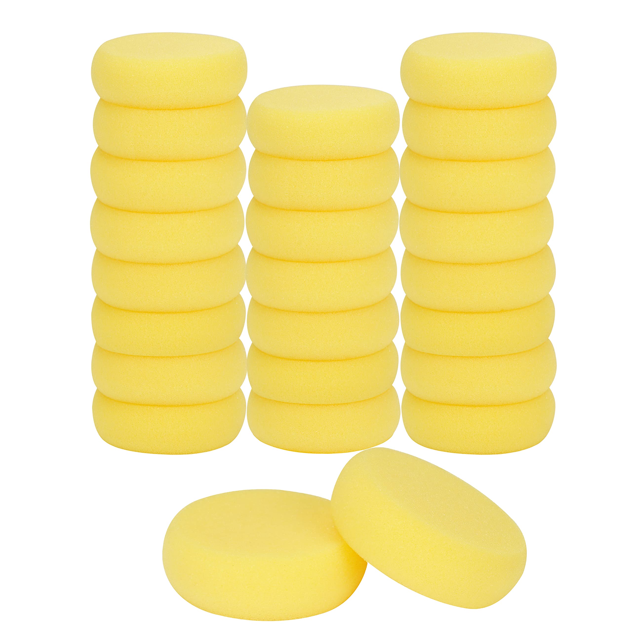 Belle Vous Round Synthetic Art Sponges (25 Pack) - 7.3cm / 2.87 inches - Yellow Pottery Set for Crafts & Hobbies - Artist Sponge for Paint, Clay, Ceramics, Face Painting Watercolour & Household Use