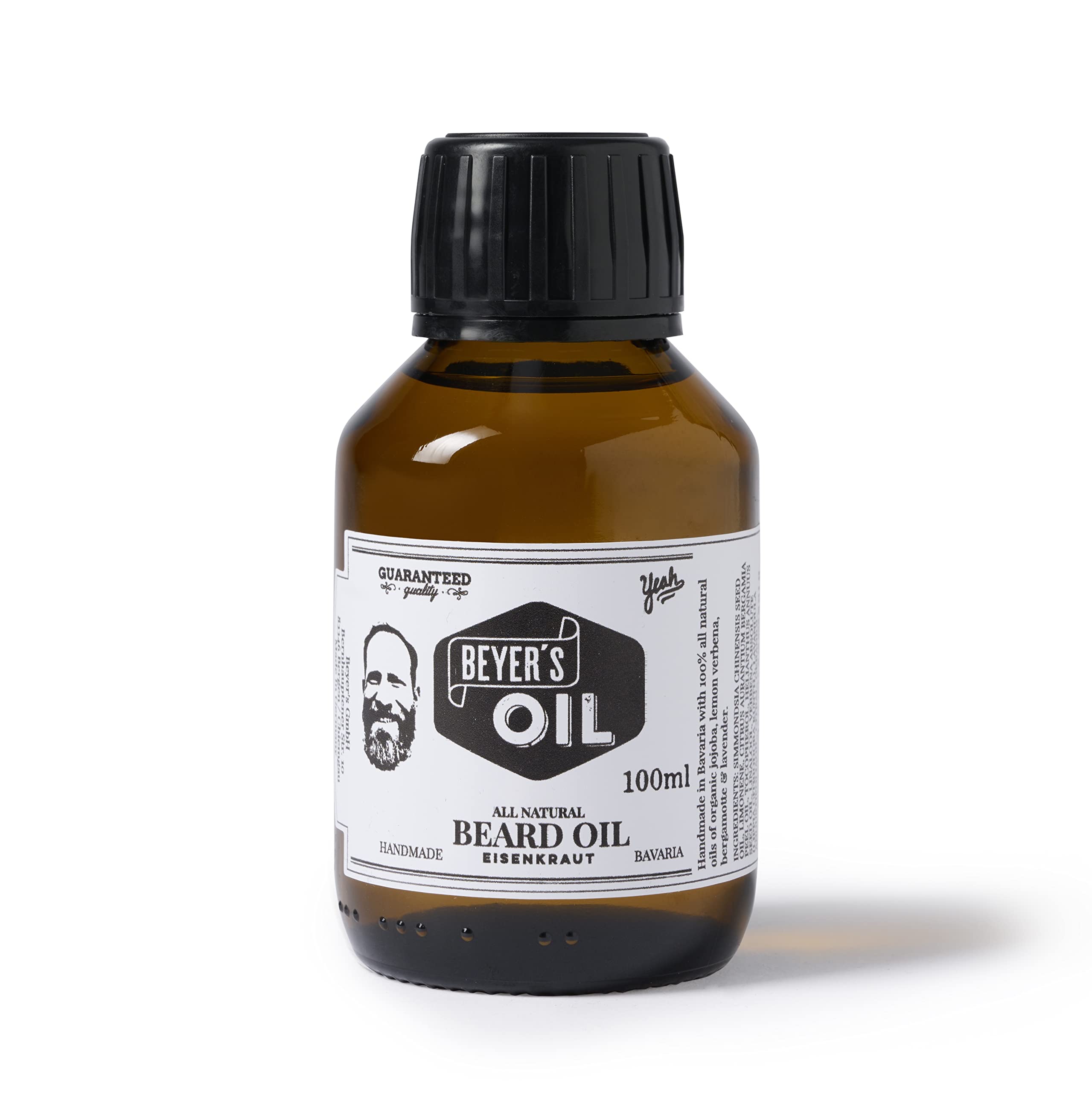 Beyer's Oil Verbena XXL Beard Oil, 100 ml, Handmade in Bavaria, 100% Natural Beard Care with Organic Jojoba Oil, Nourishes the Skin, Softens the Beard