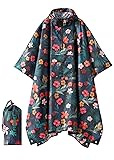 PTEROMY Hooded Rain Poncho for Adult with