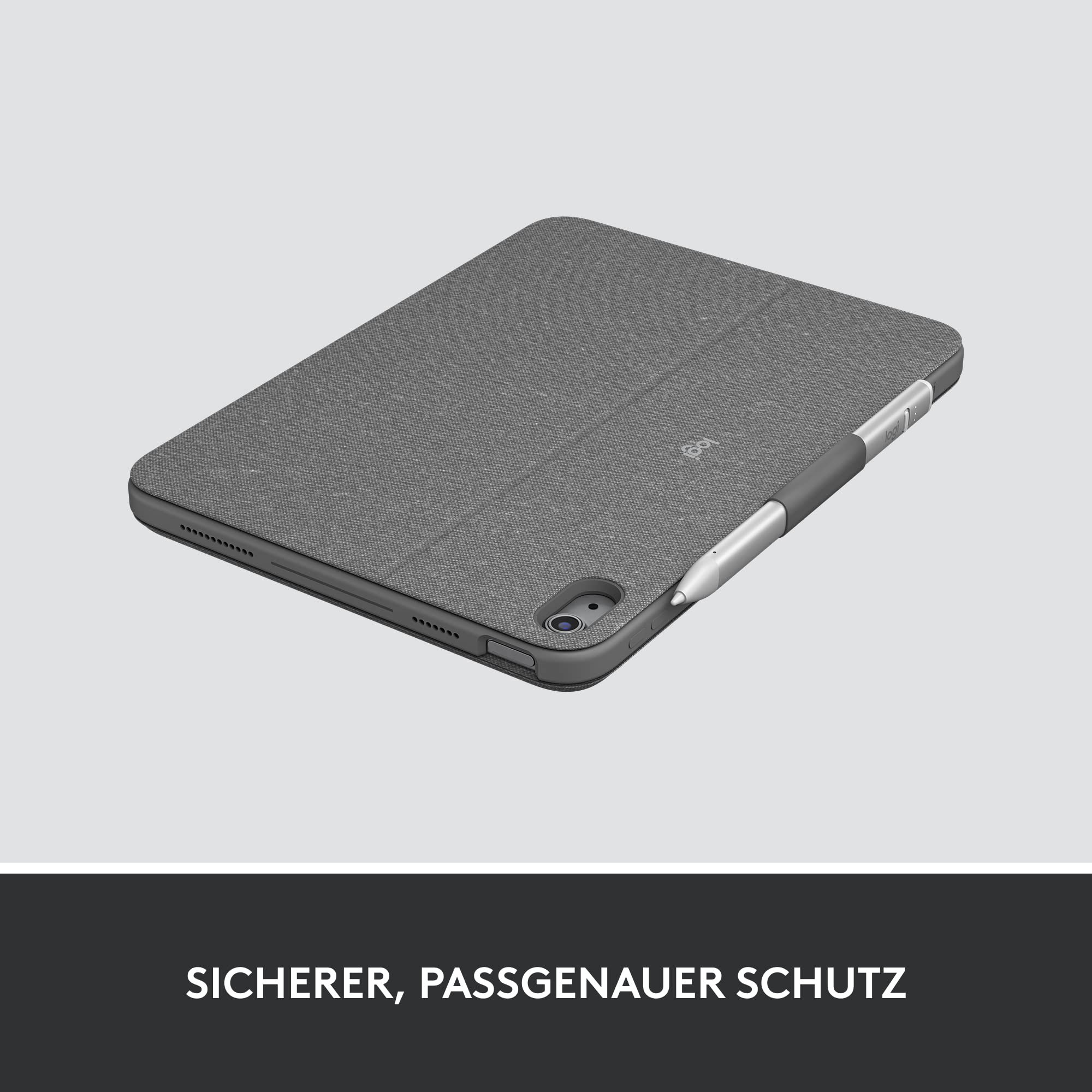 Logitech Combo Touch Case mit Abnehmbarer Tastatur für iPad (10. Generation und A16), großem Präzisions-Trackpad, hintergrundbeleuchteter Tastatur in Standardgröße, Smart Connector, DEU QWERTZ- Grau 6