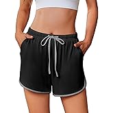 Ekouaer Women's Pajama Shorts Elastic Waist Sleep Shorts Stylish Lounge Shorts Casual Comfy Sweat Shorts