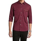 Michael Kors Mens Long Sleeve Garment Dye Two-Pocket Classic Fit Shirt