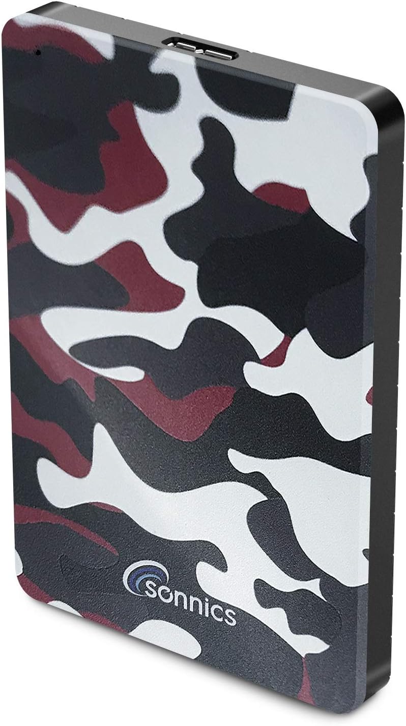 Sonnics 1TB Red Camouflage Portable External Hard Drive USB 3.0