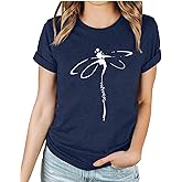BAOKUAN Women's Dragonfly Graphic Tees Trendy Casual Loose Summer Funny Cute Printed Short Sleeve Shirts Tops