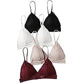 RoseSeek Women's 4 Pack Floral Lace Adjustable Straps Wireless Bra Scallop Trim Molded Bralettes Sets