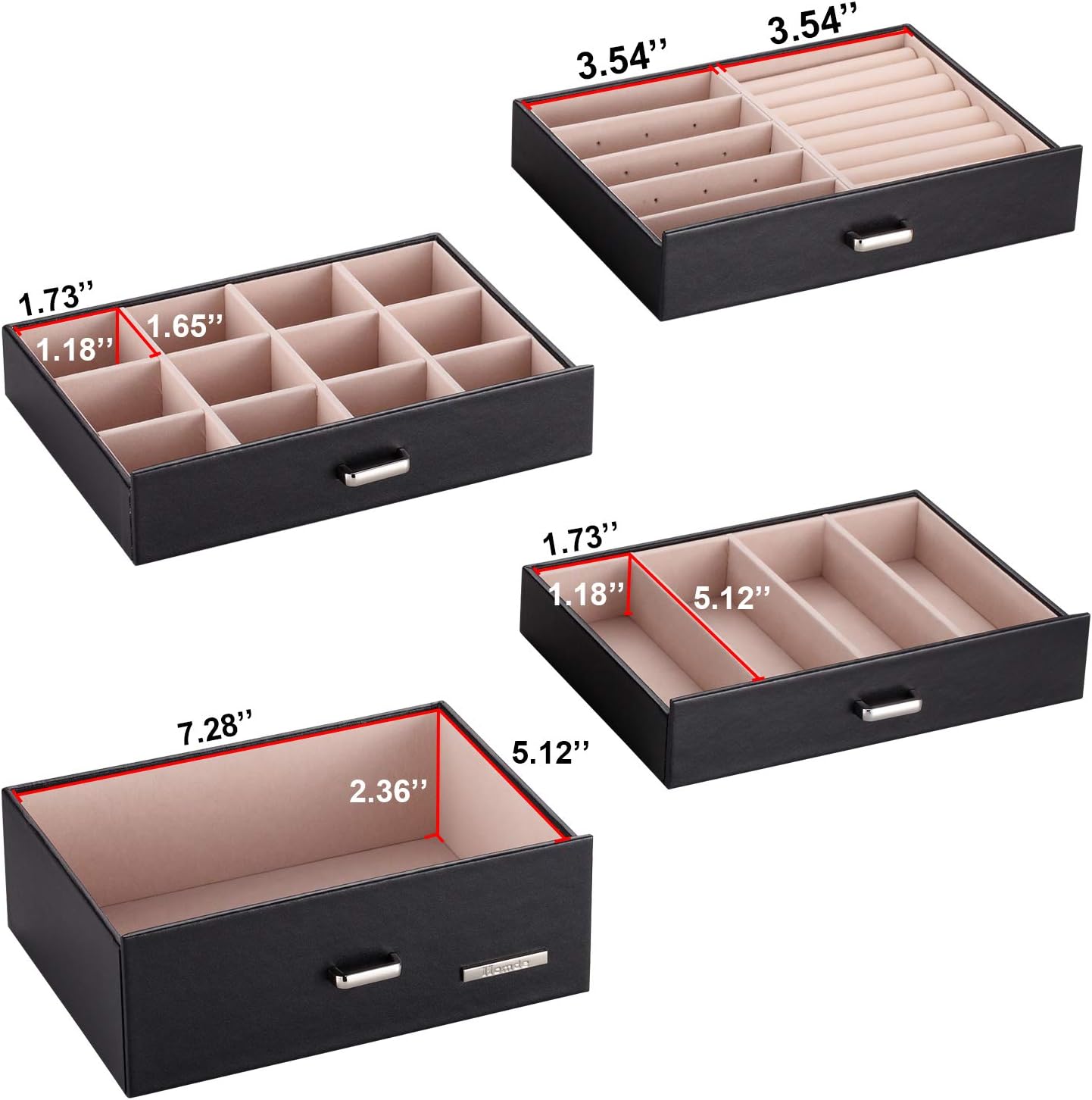 Homde Synthetic Leather Huge Jewelry Box Mirrored Watch Organizer Necklace Ring Earring Storage Lockable Gift Case (Black): Home Improvement