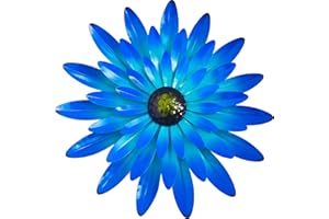 LITIALLY Outdoor Metal Flower Wall Art Garden Decor - Cute Flower Decorations for Patio, Yard - Handcrafted Metal Flower Sculpture for Home and Garden Décor