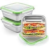 Blushtier 2 Pack Stainless Steel Sandwich Containers with Lids 25. 4 oz Metal Food Container for Lunch Boxes with Airtight Silicone Seal for Sandwiches and Snacks
