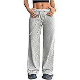 RoseSeek Women's Wide Leg Sweatpants Drawstring Elastic Workout Athletic Running Sweat Track Pants Joggers