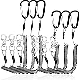 ElevateTech 6 Pack Coiled Fishing Lanyard for Kayak Fly Fishing Lanyards with Clips Heavy Duty Fish Rod Leash Steel Wire Coil Lanyard Kayak Tether Retractable Tool Lanyards for Pliers Boating