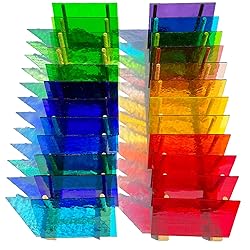 PALJOLLY 24 Sheets Rainbow Transparent Stained