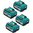 Twupixy Battery for Makita 18V Battery 6.0Ah, 4Pack Replacement Batteries Compatible with Makita 18 Volts Battery BL1860 BL1820 1830B 1840B 1850B, Fit with Original makita 18V Battery Chargers Blue