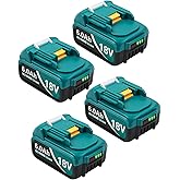 Twupixy Battery for Makita 18V Battery 6.0Ah, 4Pack Replacement Batteries Compatible with Makita 18 Volts Battery BL1860 BL1820 1830B 1840B 1850B, Fit with Original makita 18V Battery Chargers Blue