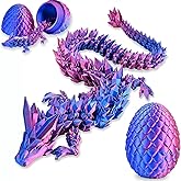 Dragon Eggs with Dragon Inside, 3D Printed Surprise Funny Gifts for Kids, Articulated Dragon Fidget Toys for Adults, Ideal Easter Basket Stuffers, Unique 3D Dragon Collectibles(Laser Purple)