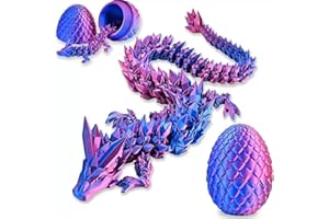 PRINTSILK 11.81 inch 3D Printed Pineapple Dragon Egg with Articulated Dragon Inside，Crystal Dragon Fidget Toy, Home Decor (Laser Purple)