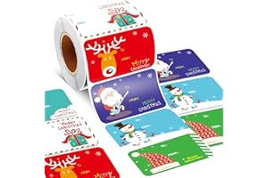 OTAITY 300 PCS Christmas Gift Tags Santa Claus Snowman Reindeer Christmas Presents Stickers Self Adhesive Christmas Tags for Wrapping Paper Christmas Holiday Decor