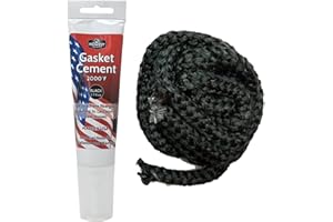 Midwest Hearth Wood Stove Replacement Gasket Kit for Woodburning Stoves - Graphite Impregnated Fiberglass Gaskets and Adhesive (1/2" x 84" Rope)