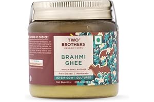 Organic Grass-Fed A2 Ghee Infused with Water Hyssop (Brahmi) | Ayurvedic Superfood | Rich in Vitamins A, B, C & E | Powerful Antioxidants | Supports Brain Health, Stress Relief & Digestion | Bilona Method | 8.4 oz | Two Brothers Organic Farms