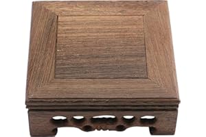 Pufguy Traditional Craft Wooden Base Wood Display Stand Oriental Square Shape Pedestal 4" x 4"