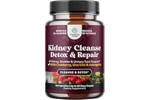 NATURES CRAFT Advanced Kidney Support Supplement - Kidney Cleanse Detox & Repair Cranberry Extract Capsules with Uva Ursi, Stinging Nettle & Astragalus for Kidney health - Urinary Tract Health - 60 Caps
