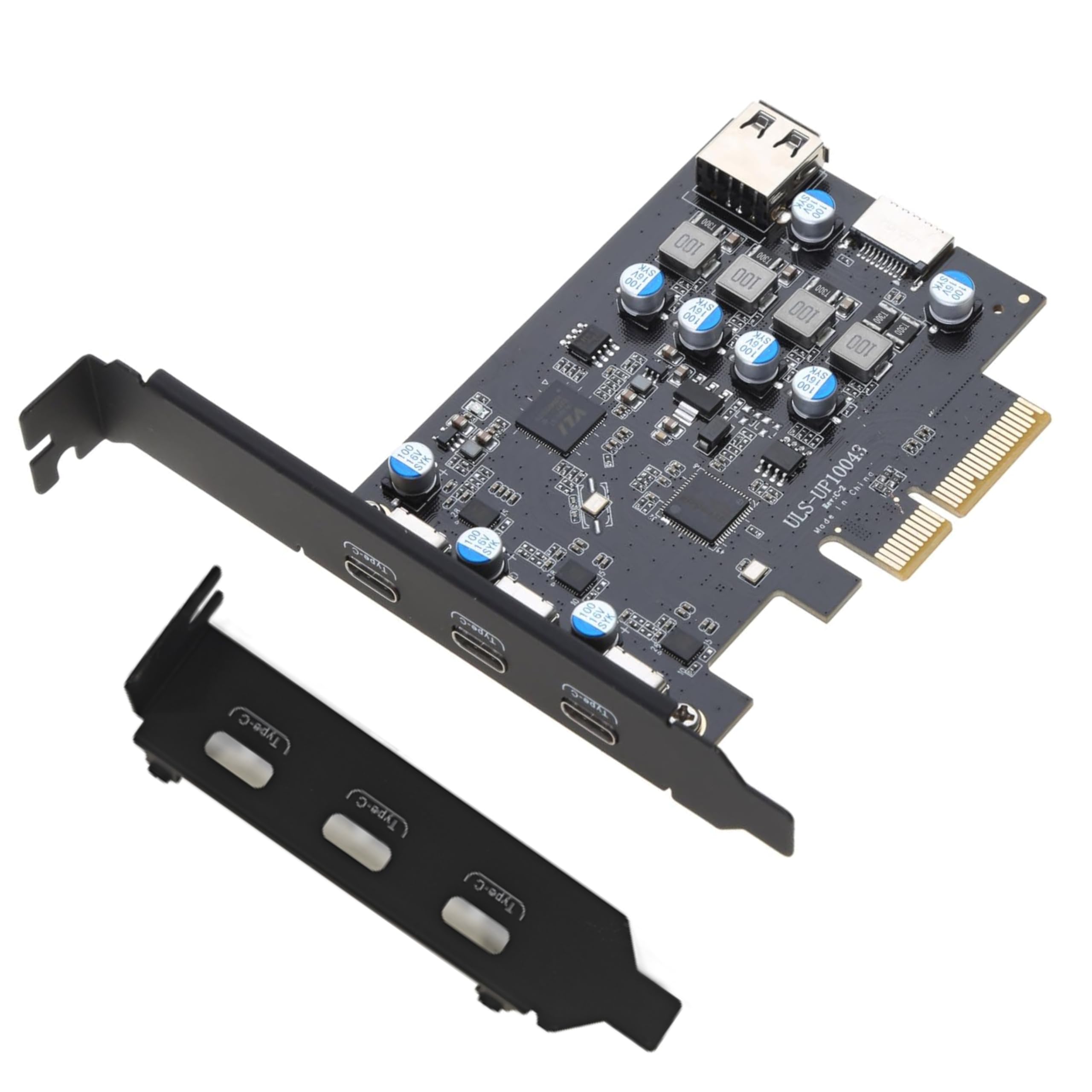 PCIe Expansion Card USB C 3.2 gen2 10Gpbs with 3 USB C & 2 Internal Port(1x Type A, 1x Type E A Key) for Desktop PC
