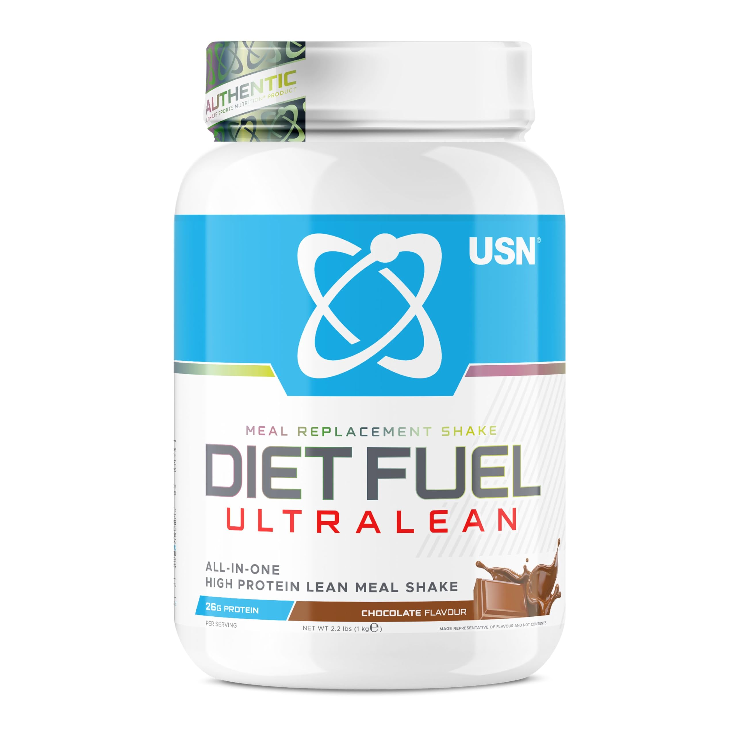 USN I Diet Fuel Ultralean Meal Replacement Shake (Chocolate, 1kg - 18 Servings/Meals) High Protein, Low Calorie Drink to Support Weight Loss & Balanced Diet I Added 24 Vitamins & Minerals