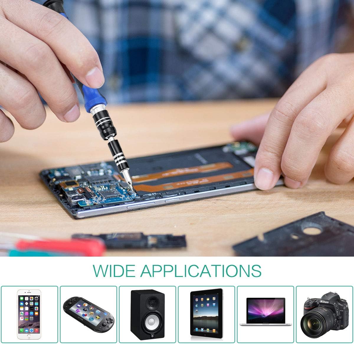 ORIA Precision Screwdriver Kit, 76 in 1 with 56 Bits Repair Tool Kit for Cellphone, Game Console, Tablet and Other Devices, Blue - - 