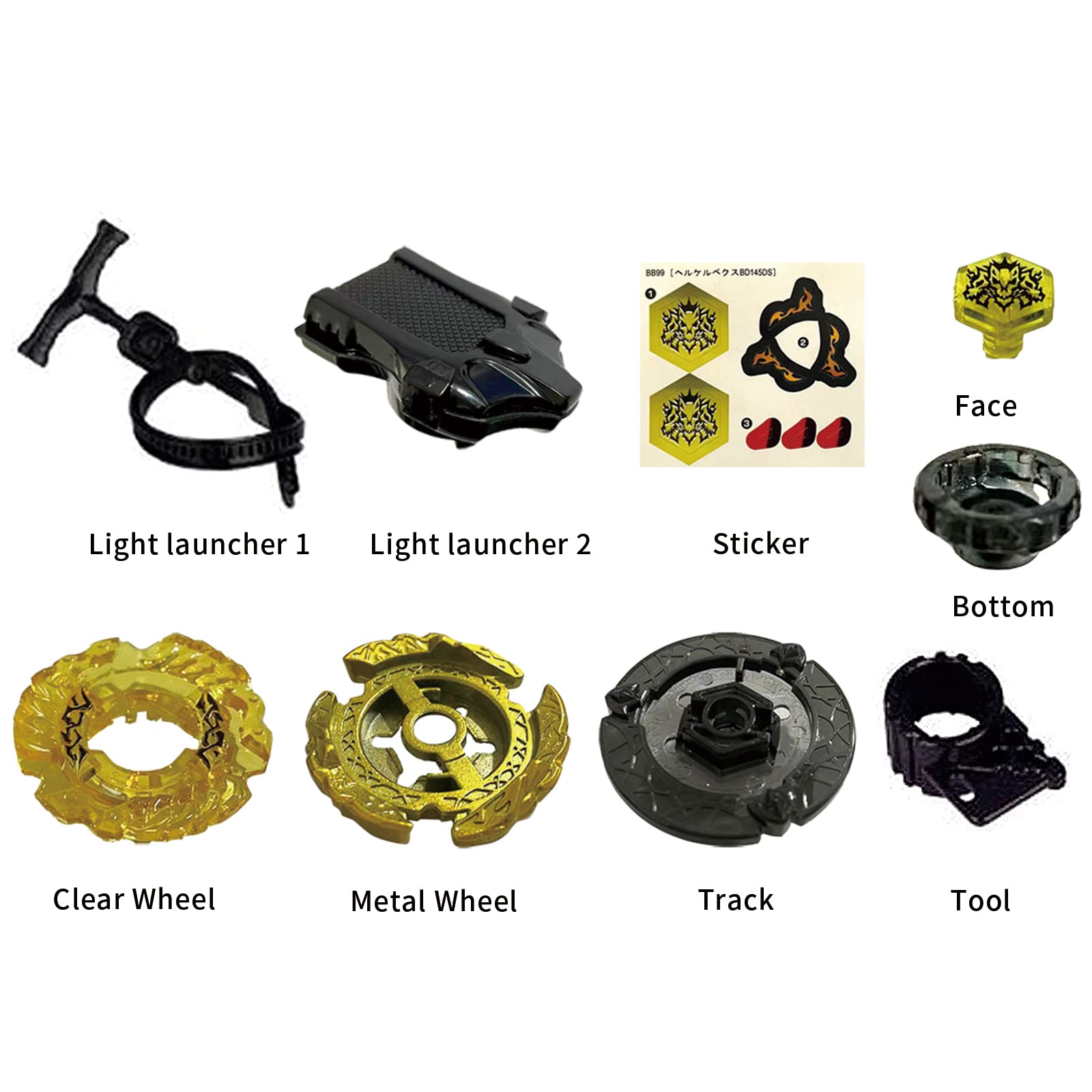 Authentic Imported from Japan Bey Battling Top Blade (BB-99 Hell KerbecsBD145DS) Metal Gyro Set with Launchers.BB-99 Has The Largest Attack Radius Ever. Two Modes Can be Switched.