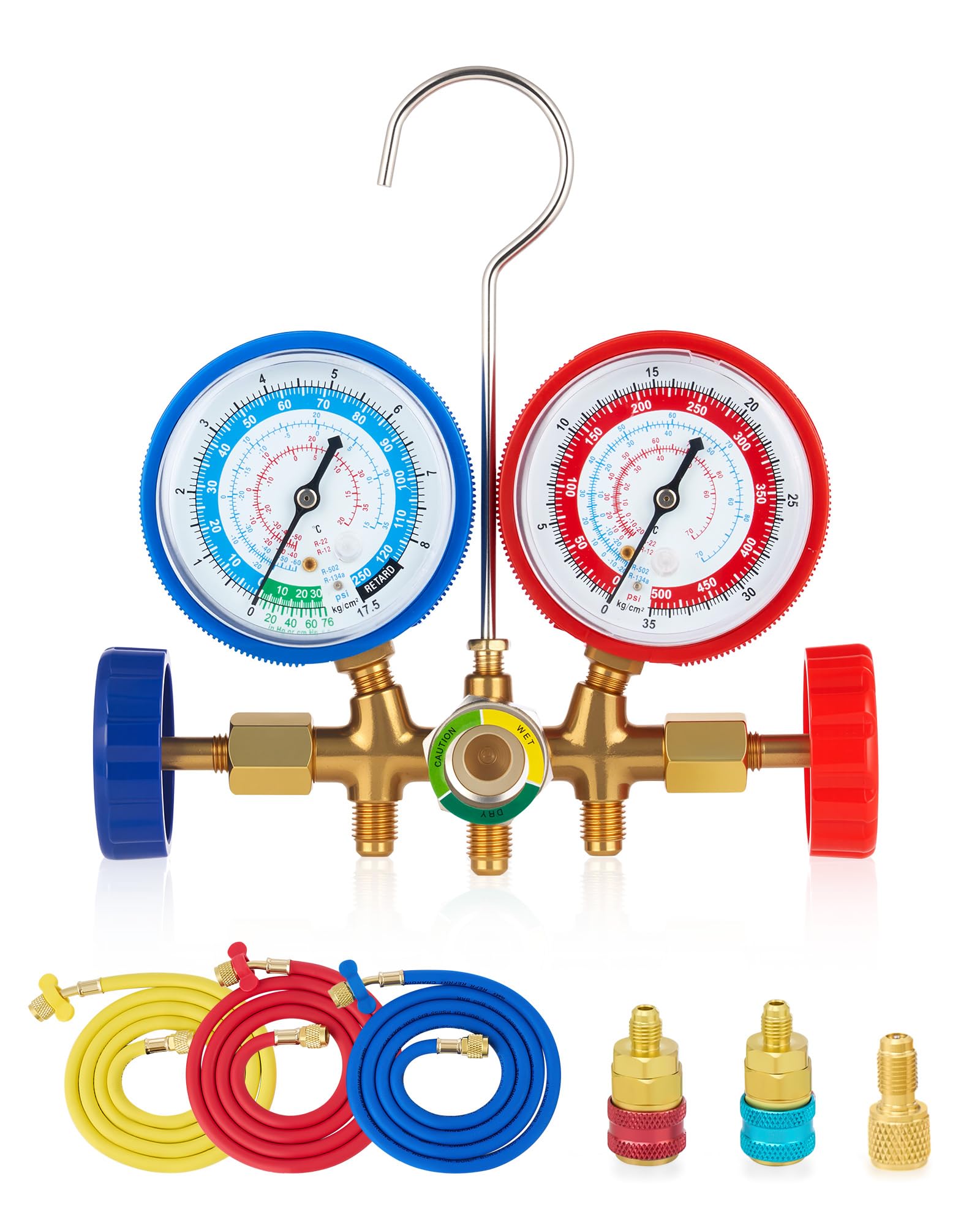 Photo 1 of Orion Motor Tech 5FT HVAC Gauges Fits for R134A R12, R22, R502, AC Gauge Set with Quick Couplers, Adapter for Car A/C System Automotive Air Conditioning Maintenance