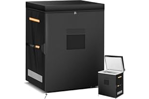 ZUYIYI Chest Freezer Protector, Outdoor 5 Cubic Feet, 420D Oxford Waterproof Full Cover with Top Cover, Zipper Pocket, 28"L x 23"W x 34"H, Black