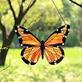 HomeBeauty PA0007 Butterfly Stained Glass Hanging Panel 17" Wx12.75 H,Handmade Suncatcher Tiffany Style Window Ornament Home Hanging Decorations