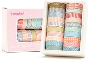 Songdao 20 Rolls Basic Washi Tape Set Japanese Arts Adhesive Tapes Simple Patterns Decorative Masking Tape Sets for Craft, Sc