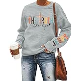 LUKYCILD Christian Sweatshirt Women Bible Verse Pullover Religious Faithful Shirt Christ Crewneck Long Sleeve Shirt