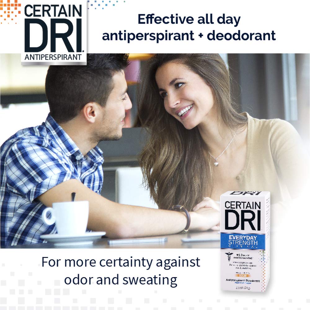 Certain Dri Everyday Strength Clinical Antiperspirant Deodorant | Effective All Day Protection Against Odor and Sweat | Solid | 2.6 Ounces | Pack of 1 : Antiperspirant Deodorants : Beauty